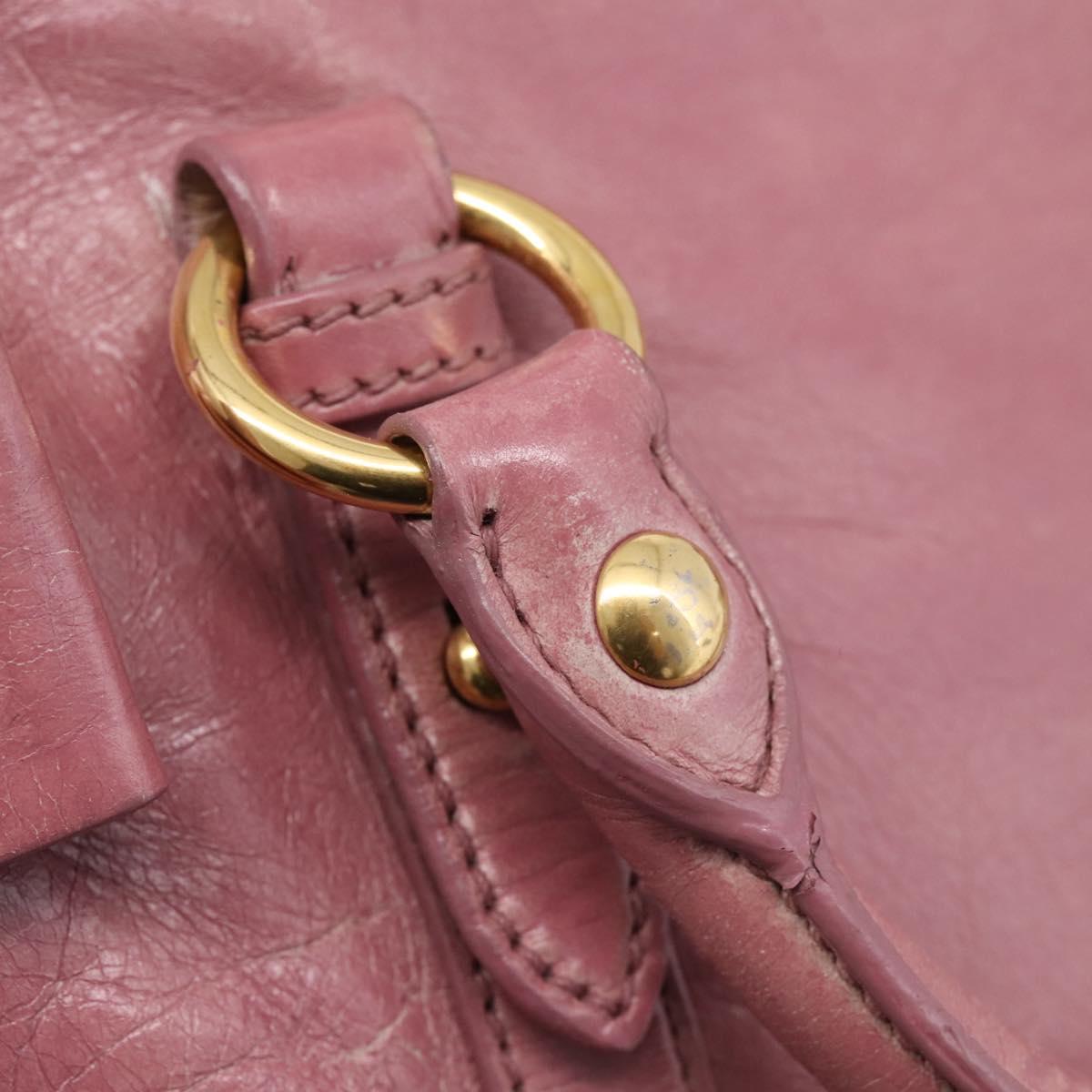 Miu Miu Matelasse Hand Bag Vitellolux 2way Pink Gold Auth 207166A