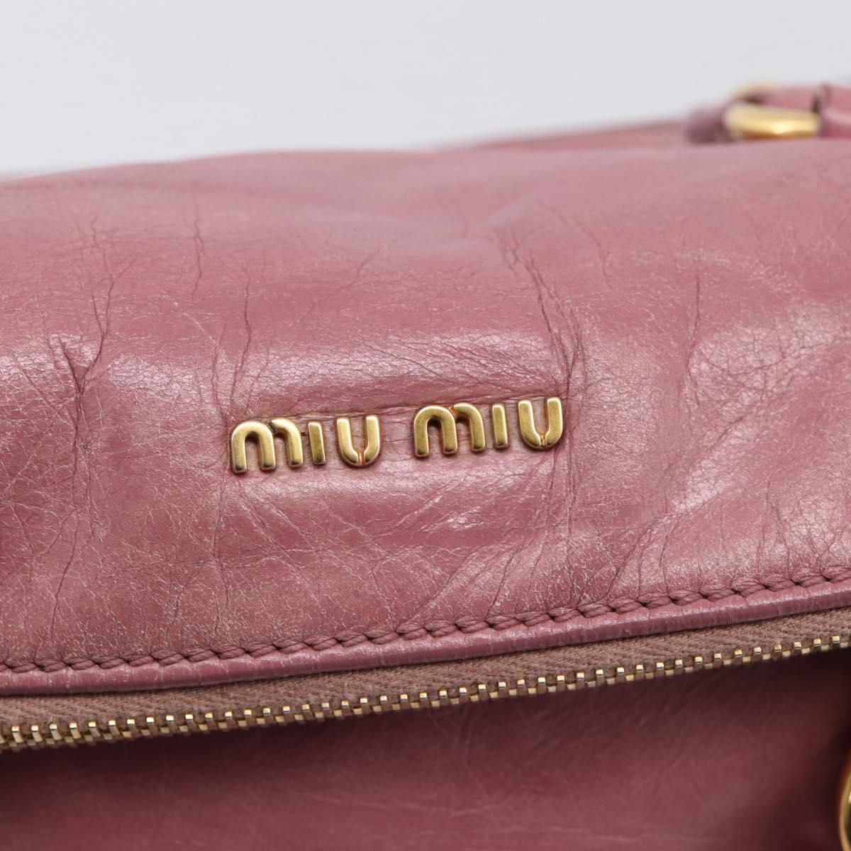 Miu Miu Matelasse Hand Bag Vitellolux 2way Pink Gold Auth 207166A