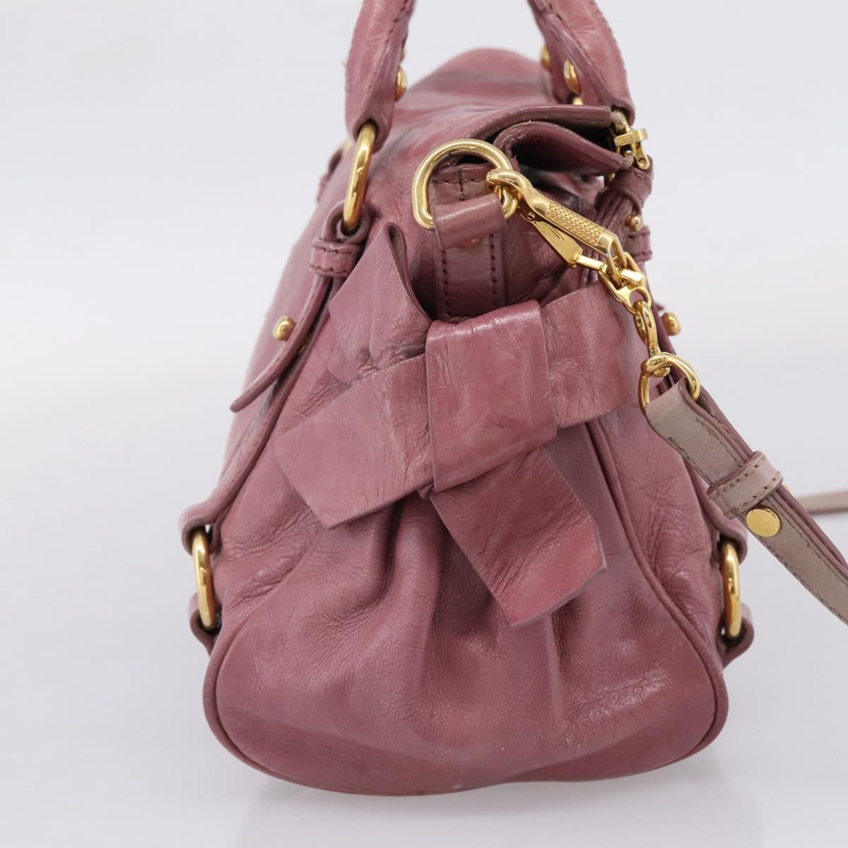 Miu Miu Matelasse Hand Bag Vitellolux 2way Pink Gold Auth 207166A