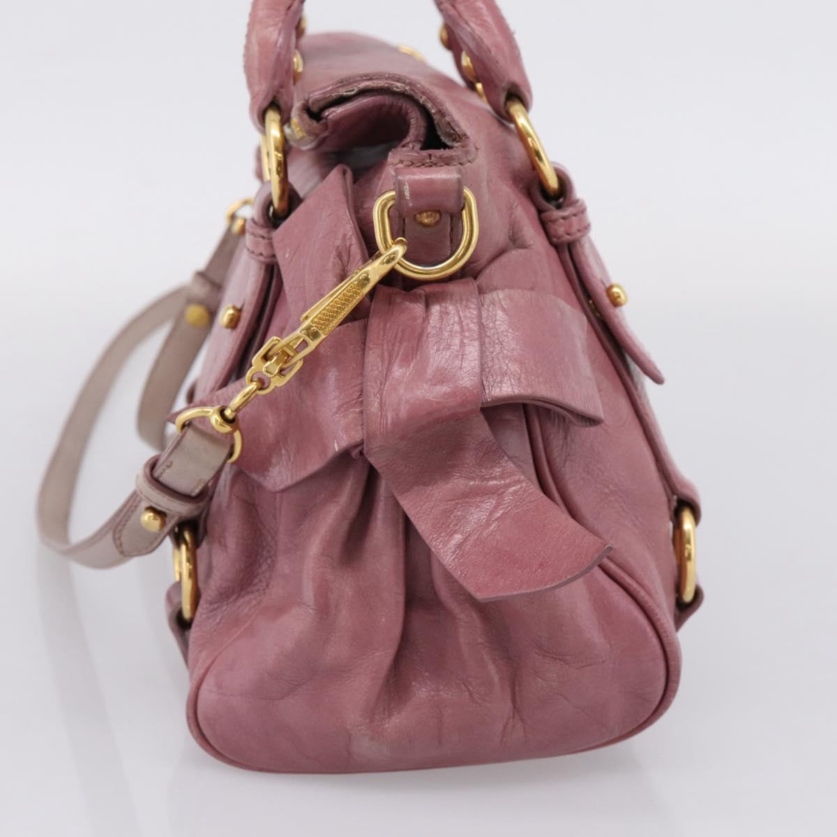 Miu Miu Matelasse Hand Bag Vitellolux 2way Pink Gold Auth 207166A