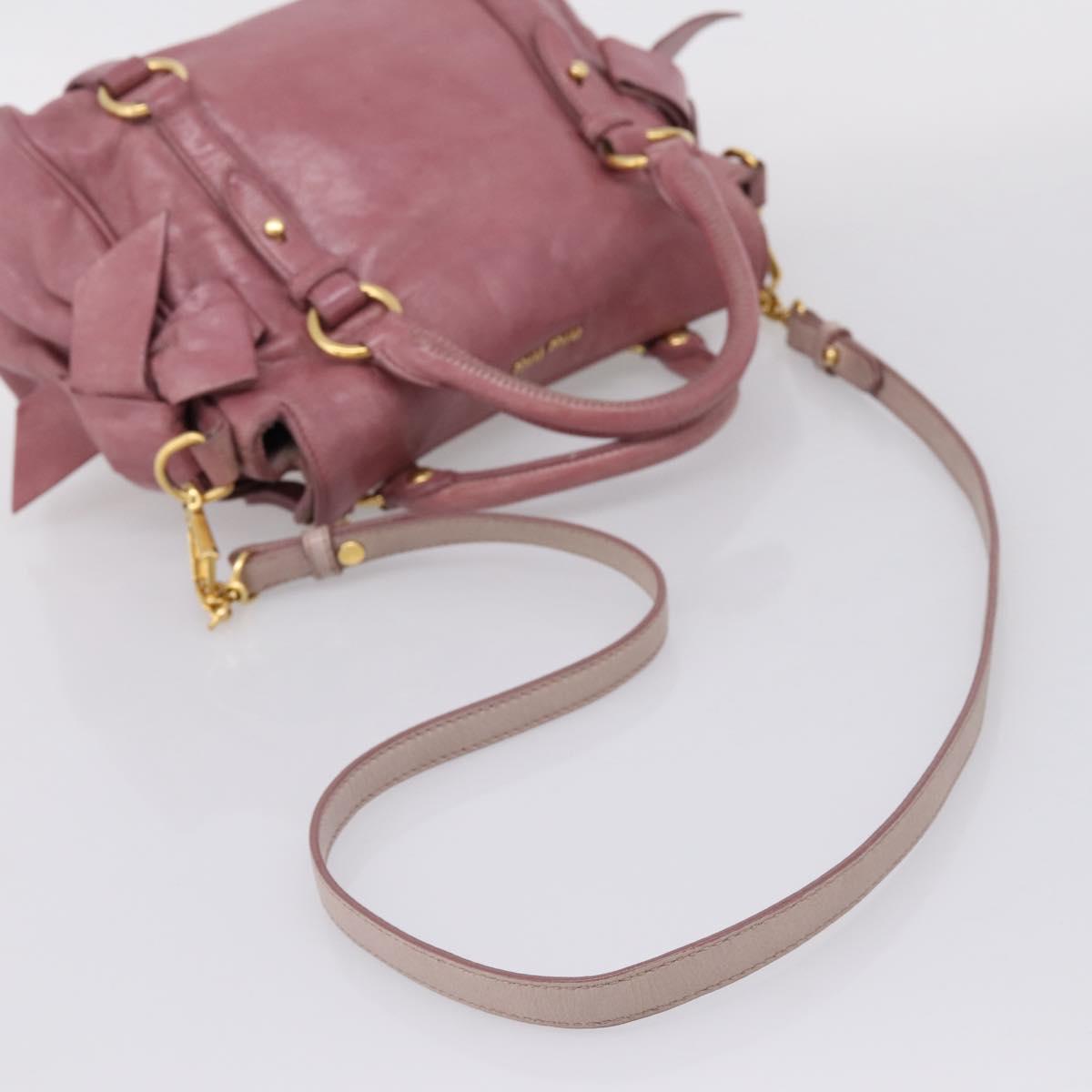 Miu Miu Matelasse Hand Bag Vitellolux 2way Pink Gold Auth 207166A