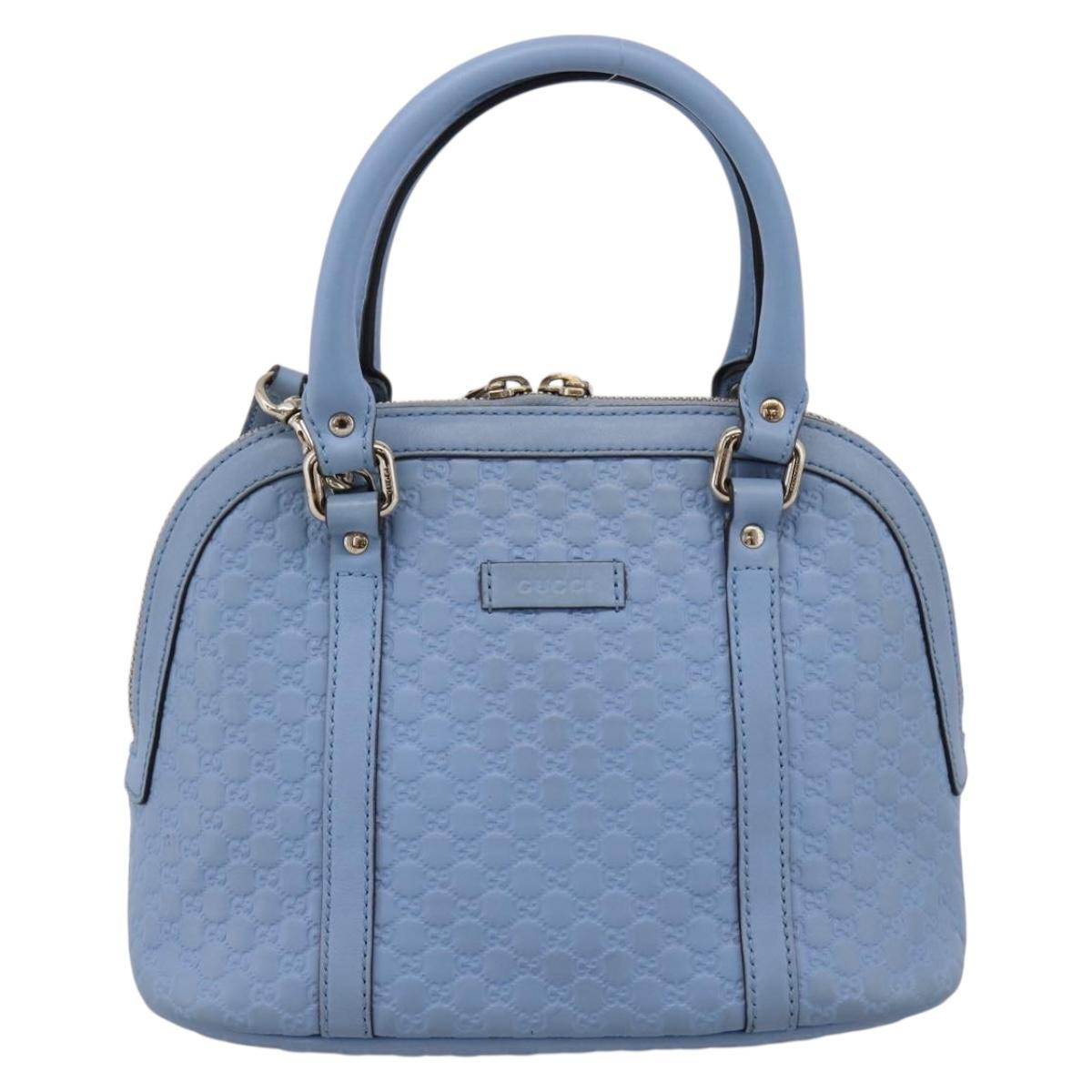 GUCCI Micro GG Canvas Guccissima Leather Outlet 2way Blue 449654 Auth 207167A