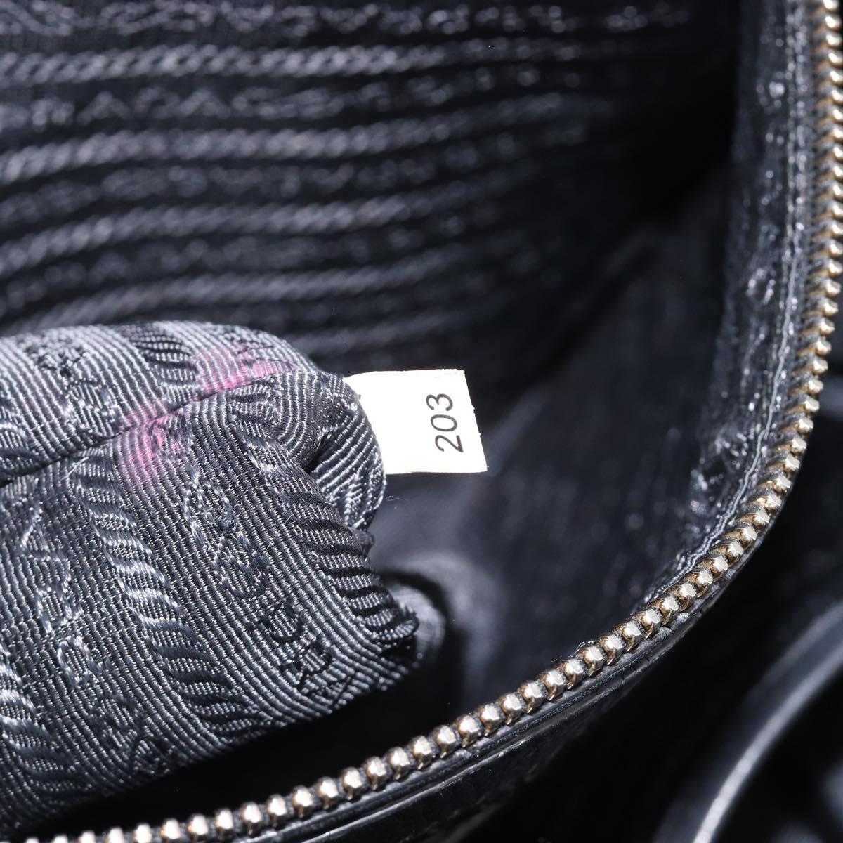 PRADA Hand Bag Vittero Dino Leather 2way Black Gold Auth 207171A