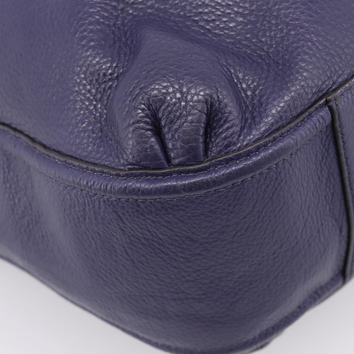 Coach Shoulder Bag Leather Navy Silver Auth 207176A