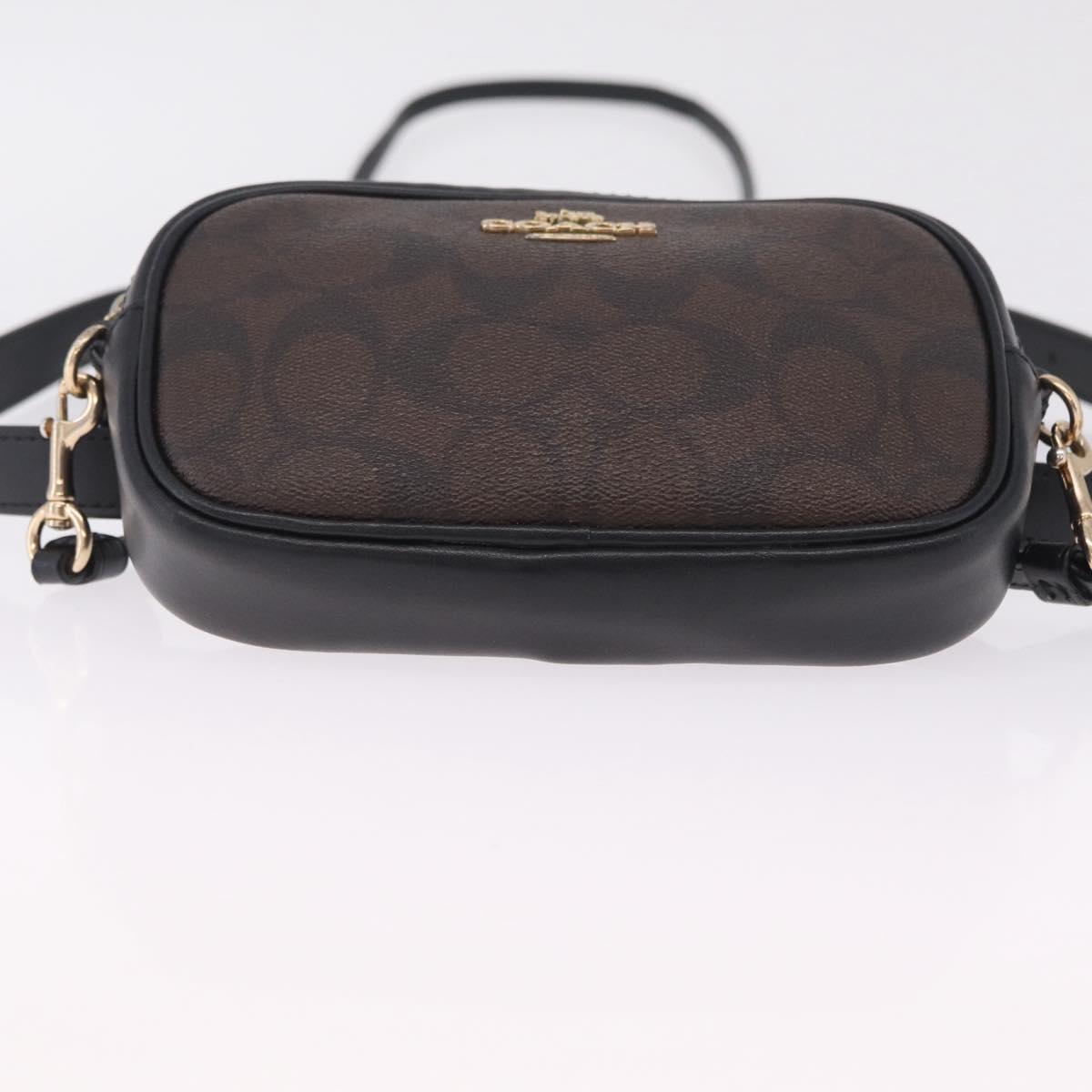 Coach Shoulder Bag Leather 2way Brown Gold Auth 207184A