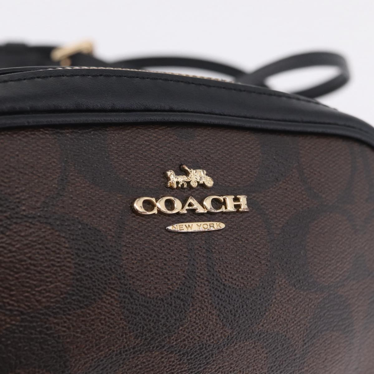 Coach Shoulder Bag Leather 2way Brown Gold Auth 207184A