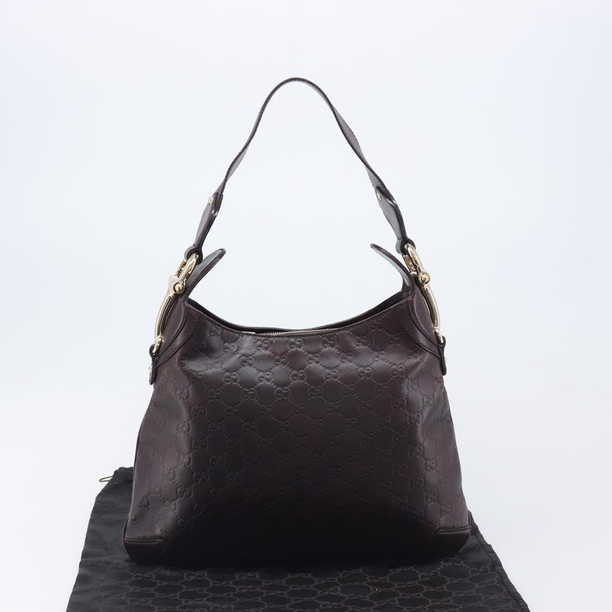 GUCCI GG Canvas Guccissima Shoulder Bag Leather Wine Red 145826 Auth 207202V