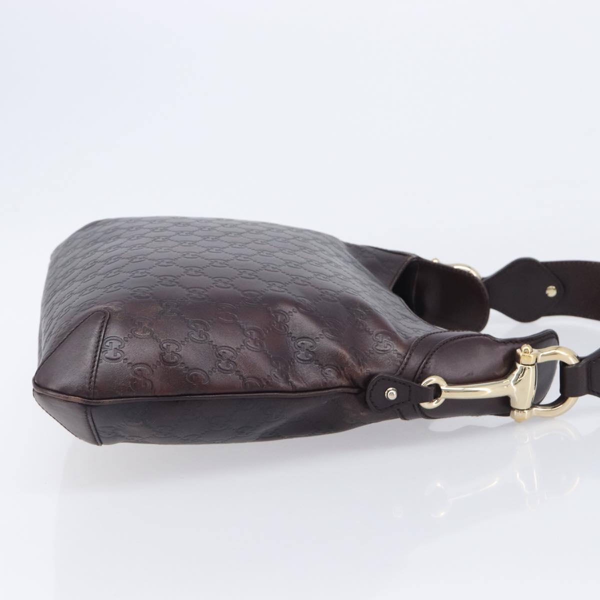 GUCCI GG Canvas Guccissima Shoulder Bag Leather Wine Red 145826 Auth 207202V