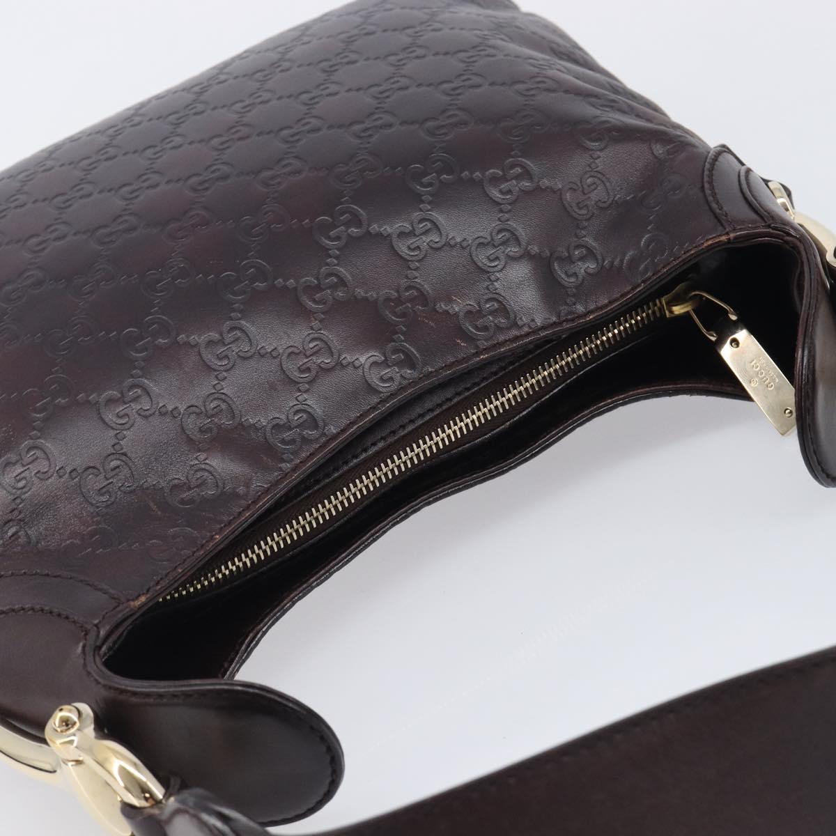 GUCCI GG Canvas Guccissima Shoulder Bag Leather Wine Red 145826 Auth 207202V
