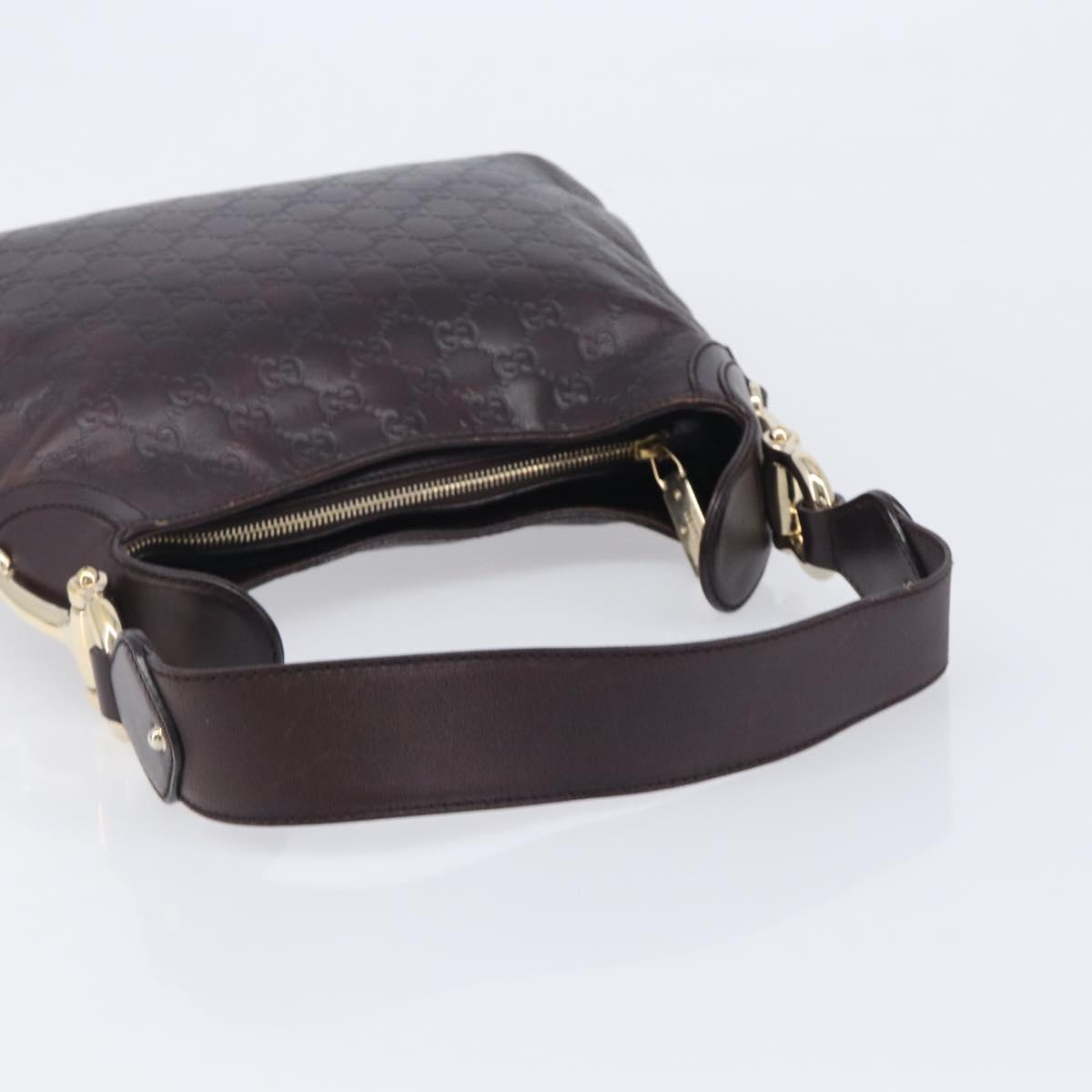 GUCCI GG Canvas Guccissima Shoulder Bag Leather Wine Red 145826 Auth 207202V