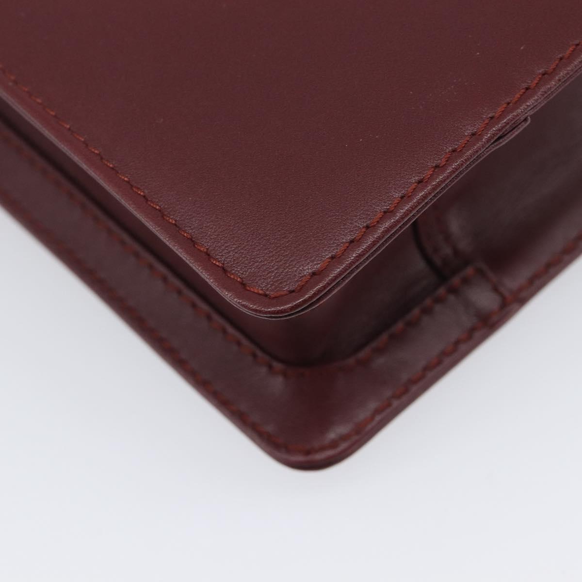 Cartier Must Line Clutch Bag Leather Bordeaux Gold Auth 207205V