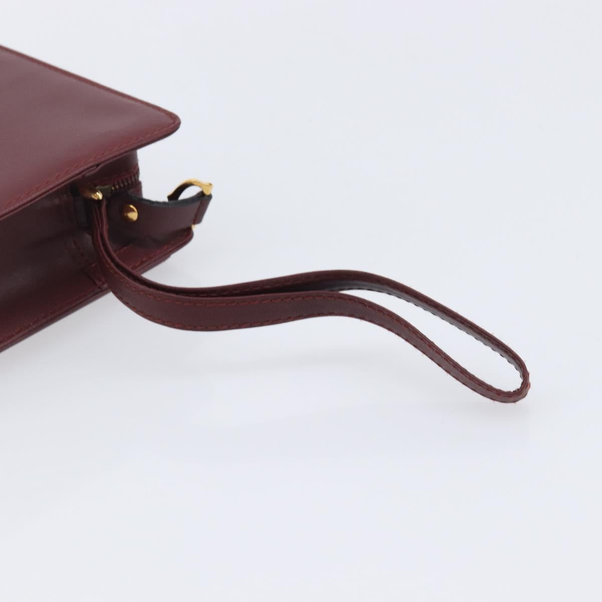 Cartier Must Line Clutch Bag Leather Bordeaux Gold Auth 207205V