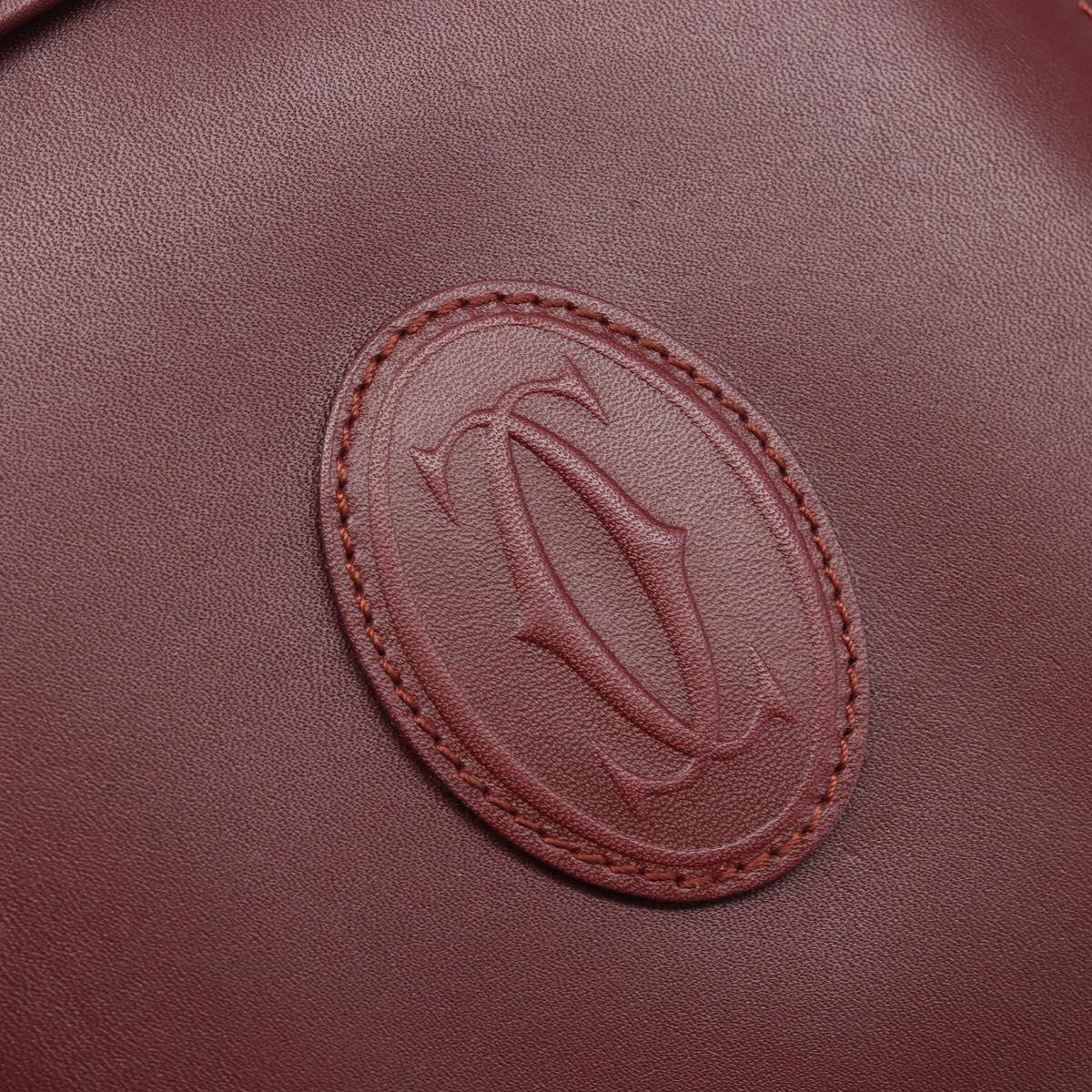 Cartier Must Line Clutch Bag Leather Bordeaux Gold Auth 207205V
