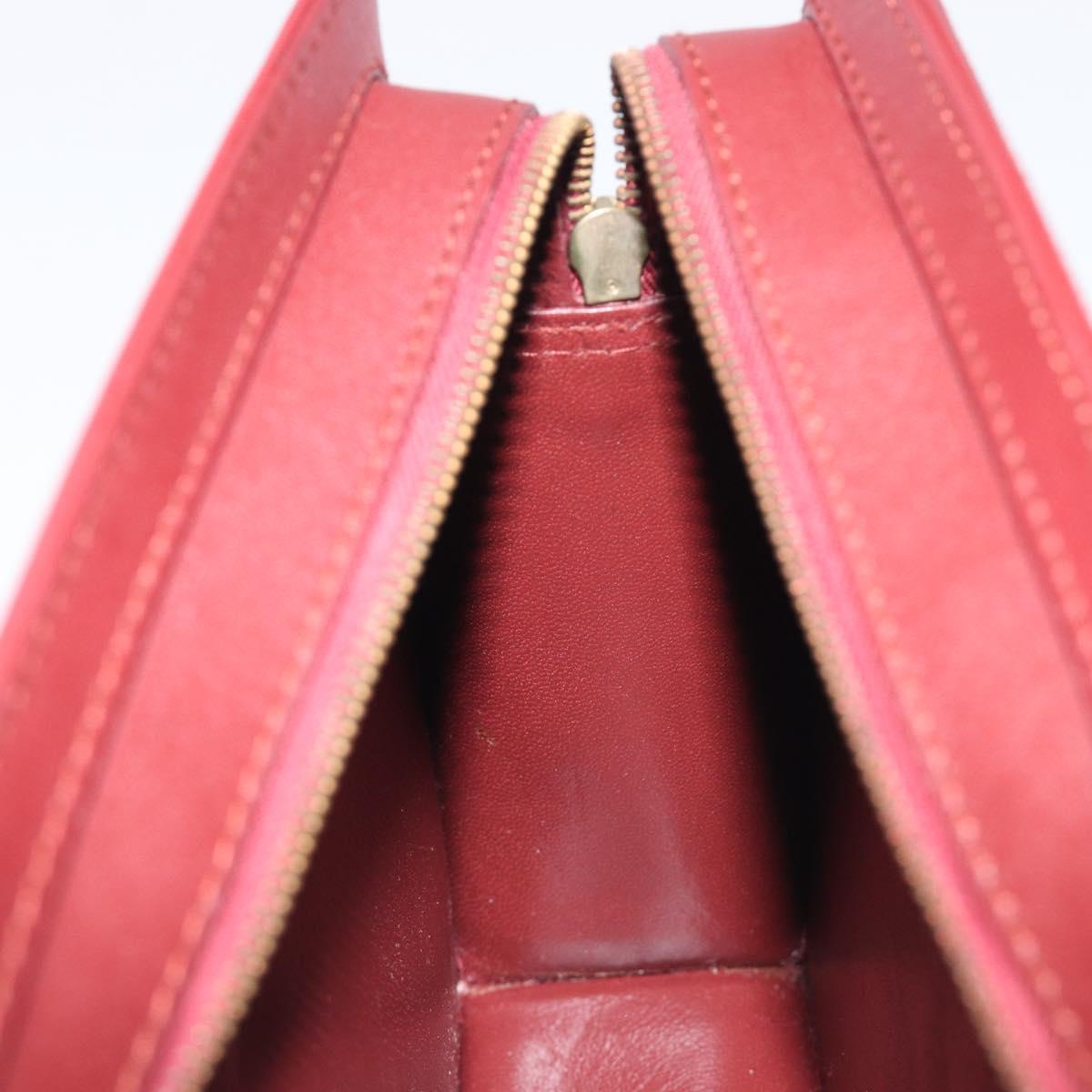 Cartier Must Line Clutch Bag Leather Bordeaux Gold Auth 207205V