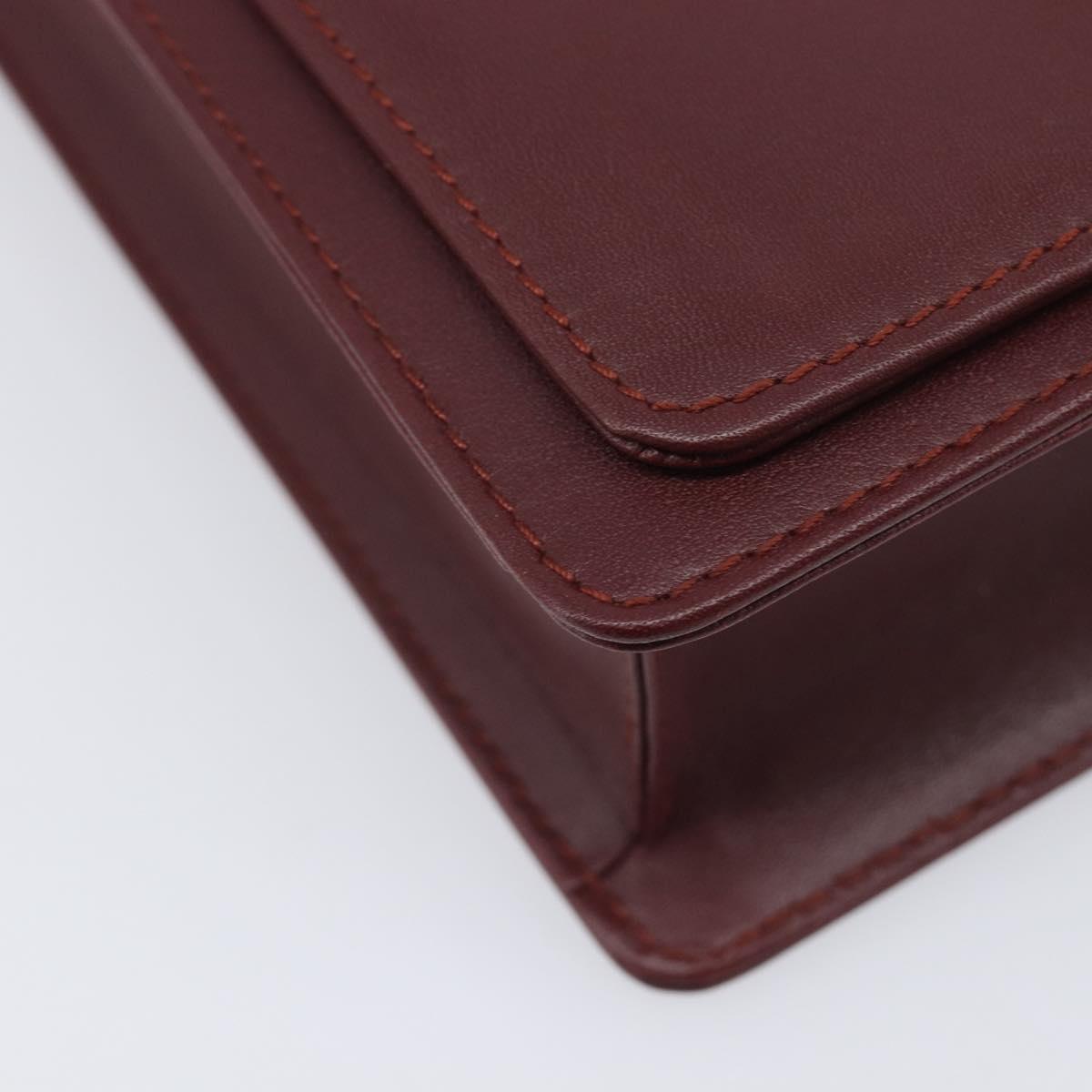 Cartier Must Line Clutch Bag Leather Bordeaux Gold Auth 207205V