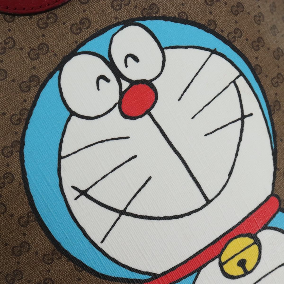 GUCCI Micro GG Supreme Doraemon Backpack PVC Beige Gold 647816 Auth 207209M