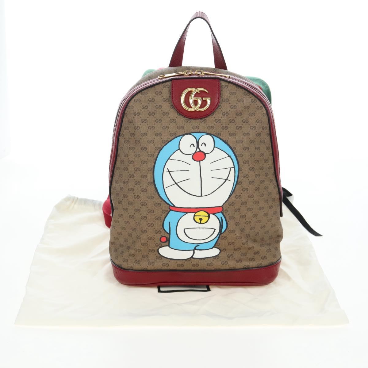GUCCI Micro GG Supreme Doraemon Backpack PVC Beige Gold 647816 Auth 207209M
