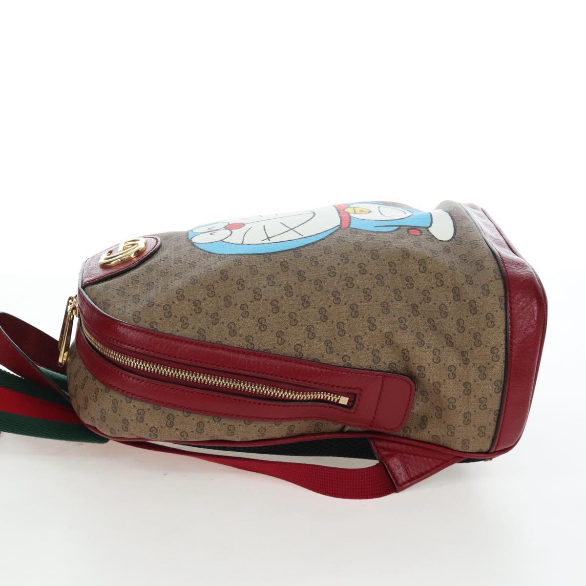 GUCCI Micro GG Supreme Doraemon Backpack PVC Beige Gold 647816 Auth 207209M