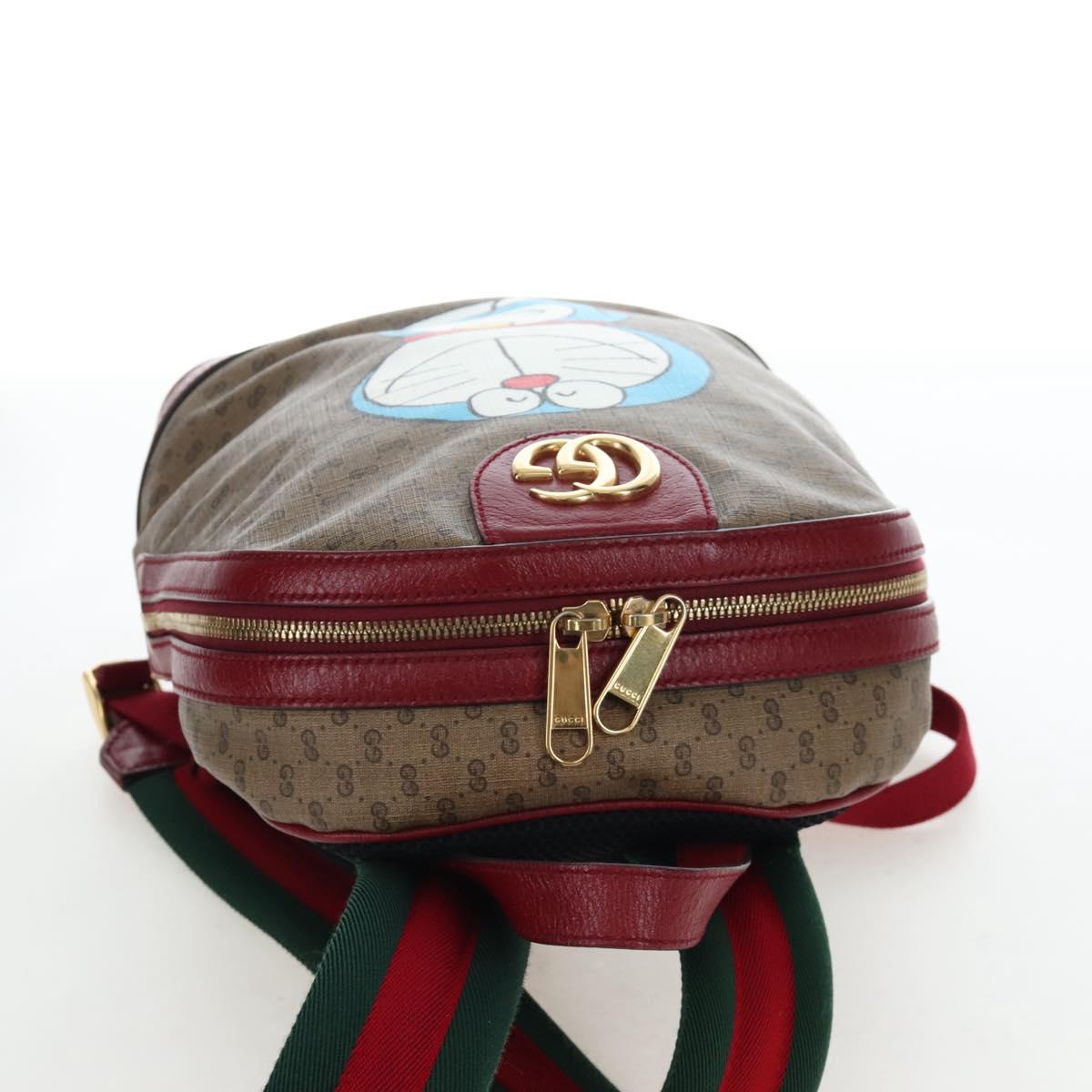 GUCCI Micro GG Supreme Doraemon Backpack PVC Beige Gold 647816 Auth 207209M