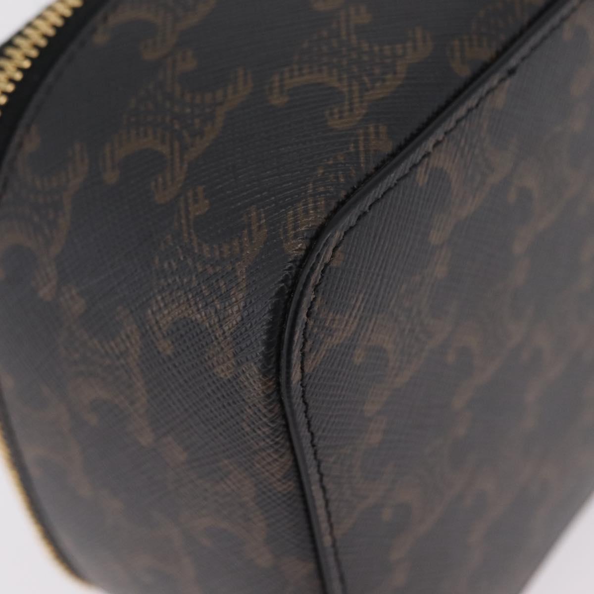 CELINE Triomphe Vanity Pouch PVC Black Gold Auth 207214V