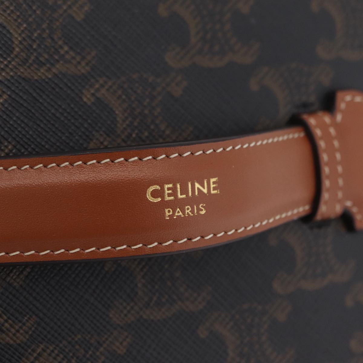 CELINE Triomphe Vanity Pouch PVC Black Gold Auth 207214V