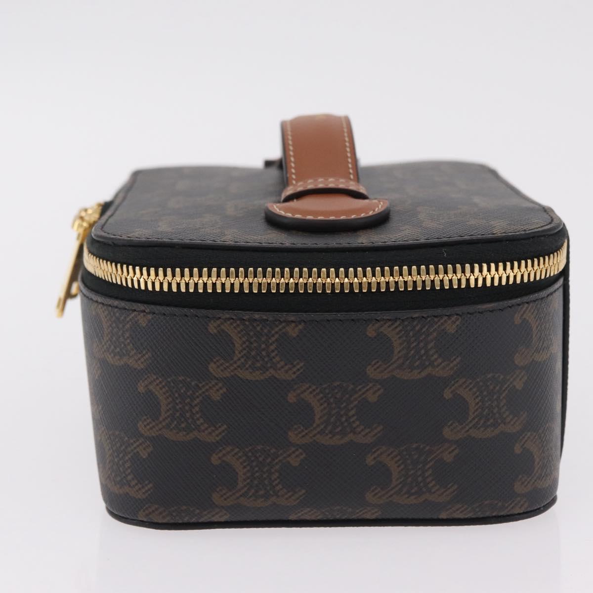 CELINE Triomphe Vanity Pouch PVC Black Gold Auth 207214V