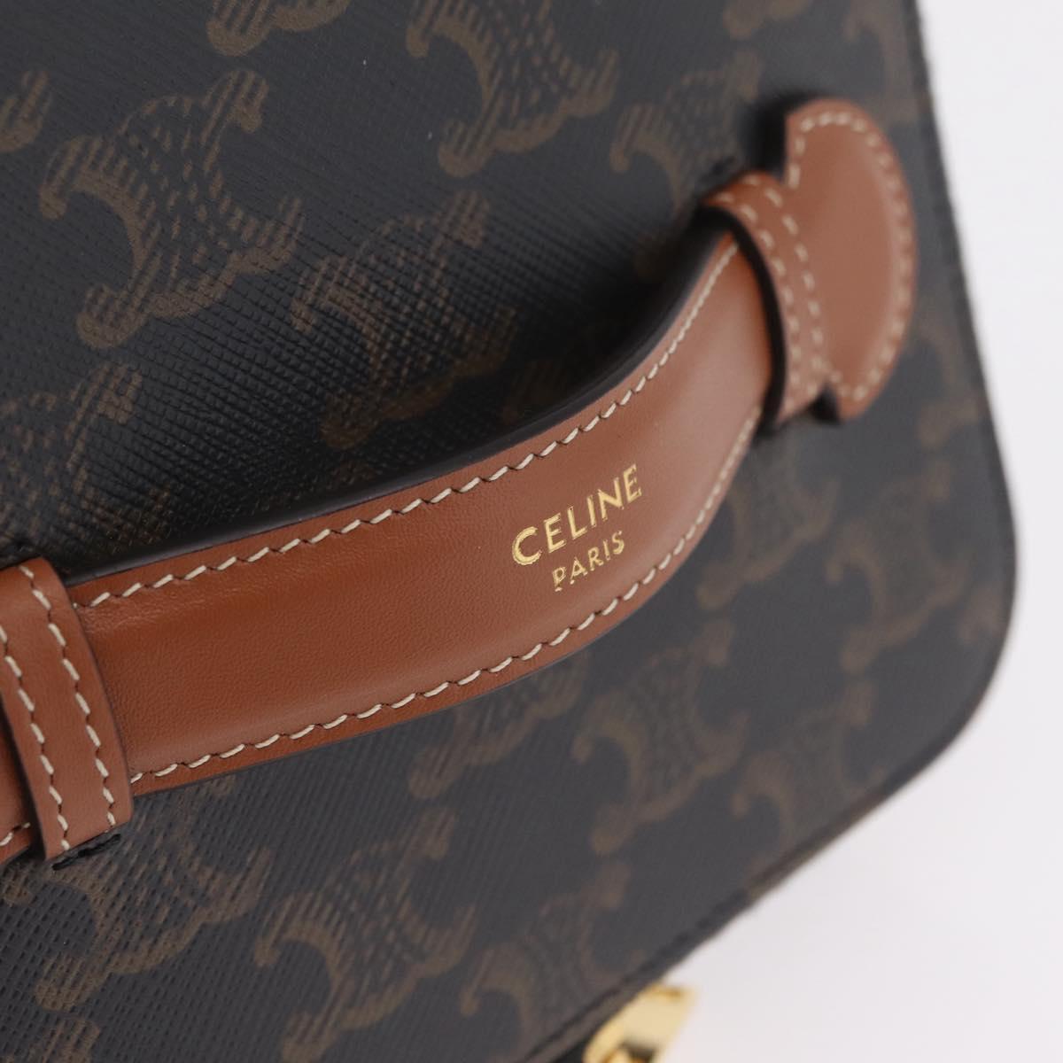 CELINE Triomphe Vanity Pouch PVC Black Gold Auth 207214V