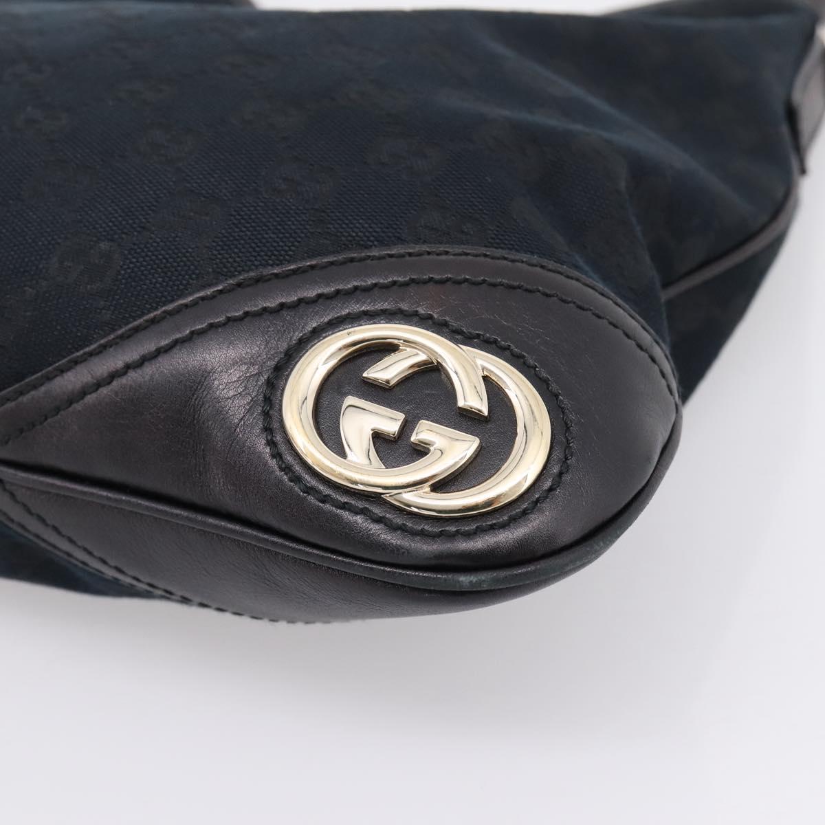 GUCCI GG Canvas Shoulder Bag Black Gold 169947 Auth 207220V