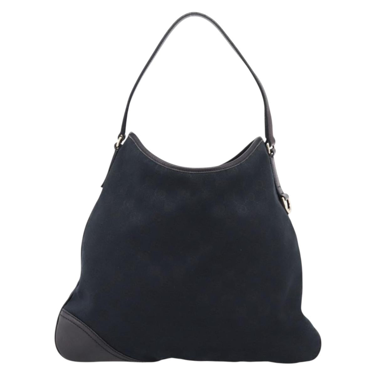 GUCCI GG Canvas Shoulder Bag Black Gold 169947 Auth 207220V