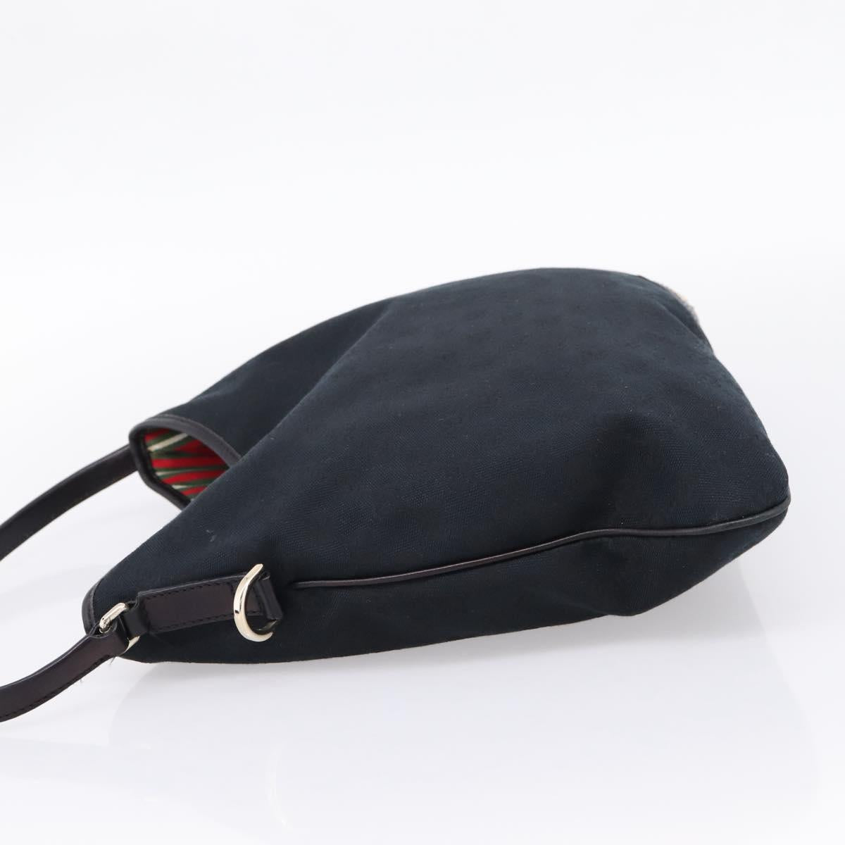 GUCCI GG Canvas Shoulder Bag Black Gold 169947 Auth 207220V