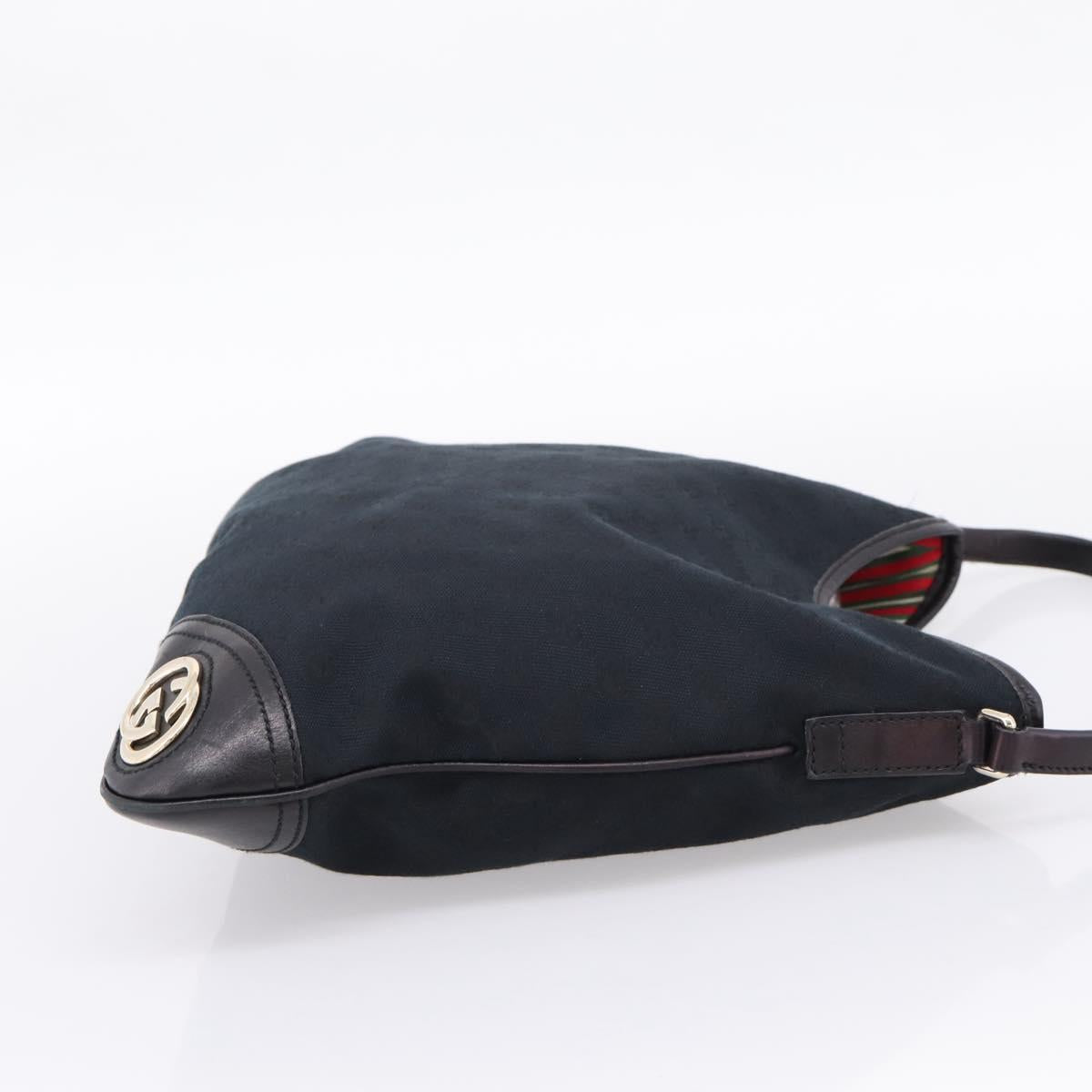 GUCCI GG Canvas Shoulder Bag Black Gold 169947 Auth 207220V