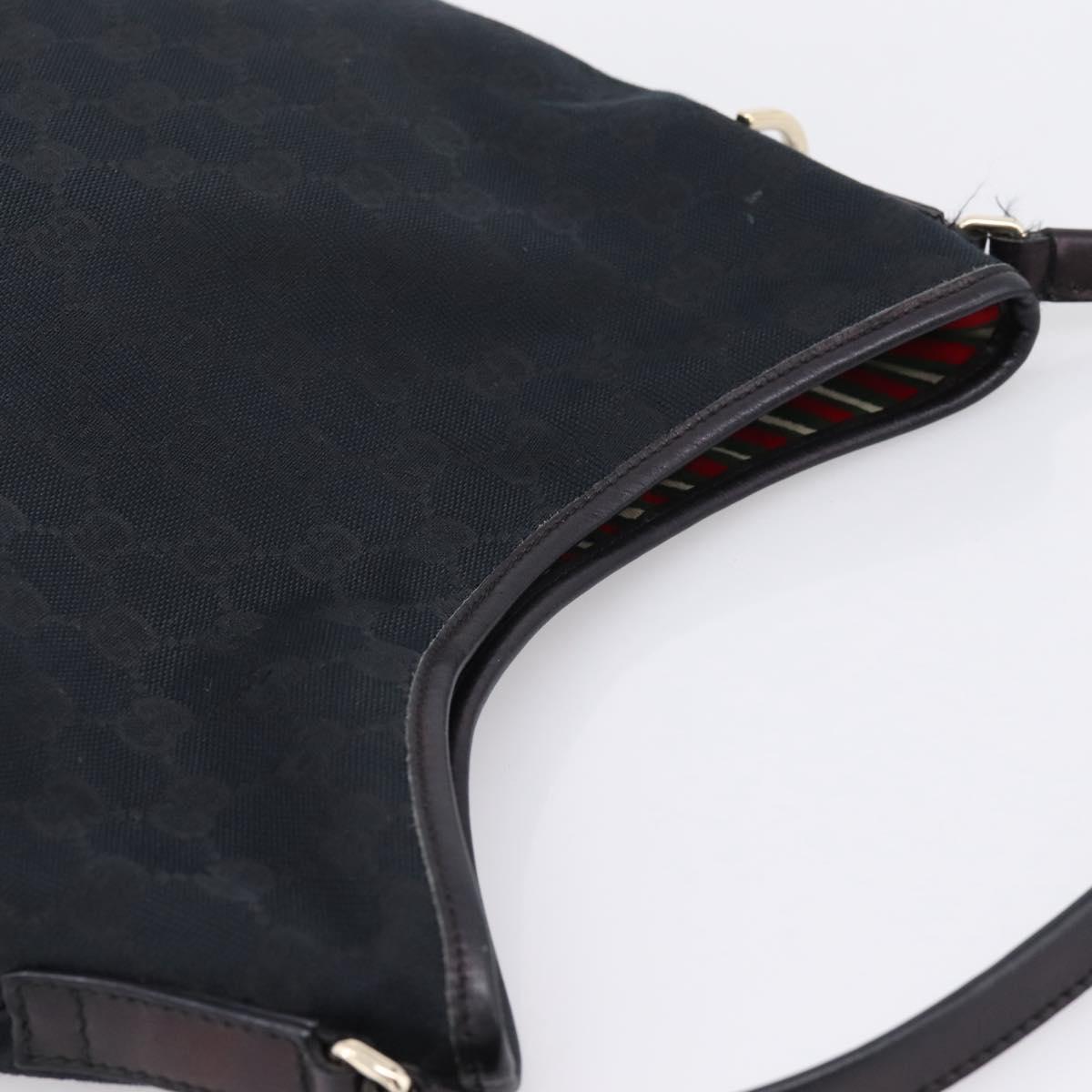 GUCCI GG Canvas Shoulder Bag Black Gold 169947 Auth 207220V