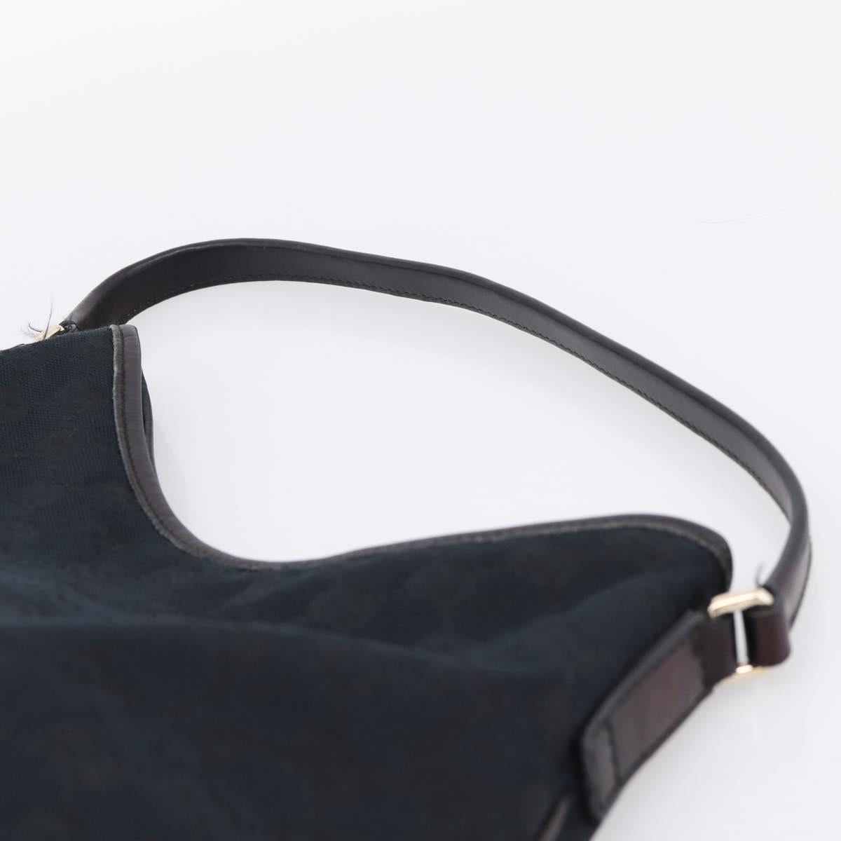GUCCI GG Canvas Shoulder Bag Black Gold 169947 Auth 207220V