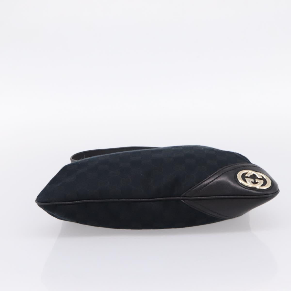 GUCCI GG Canvas Shoulder Bag Black Gold 169947 Auth 207220V