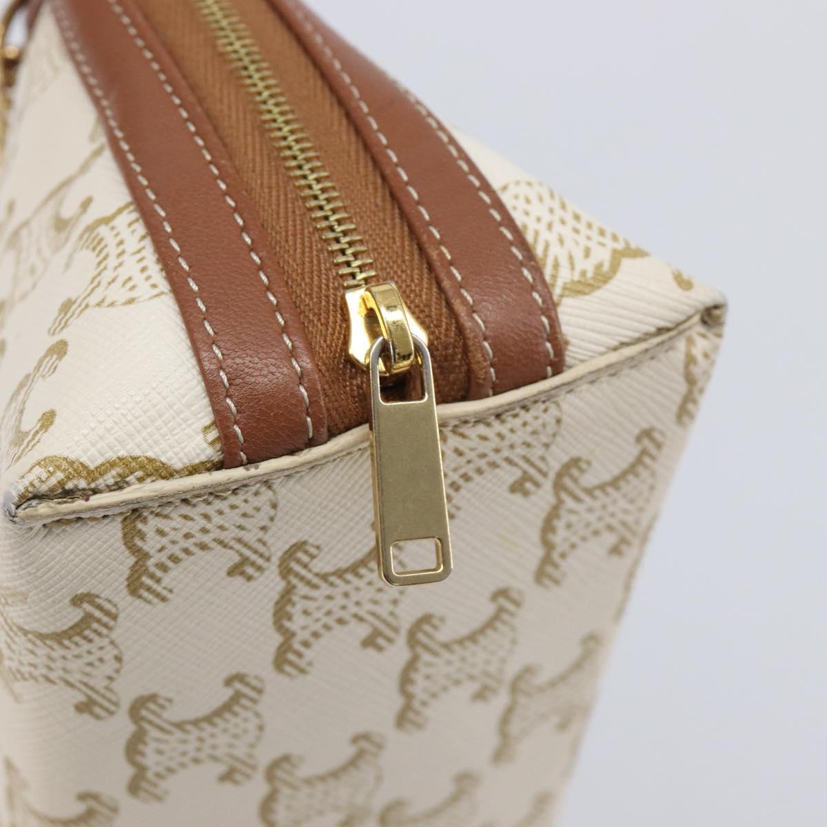 CELINE Triomphe Chain Shoulder Bag PVC White Gold Auth 207222A