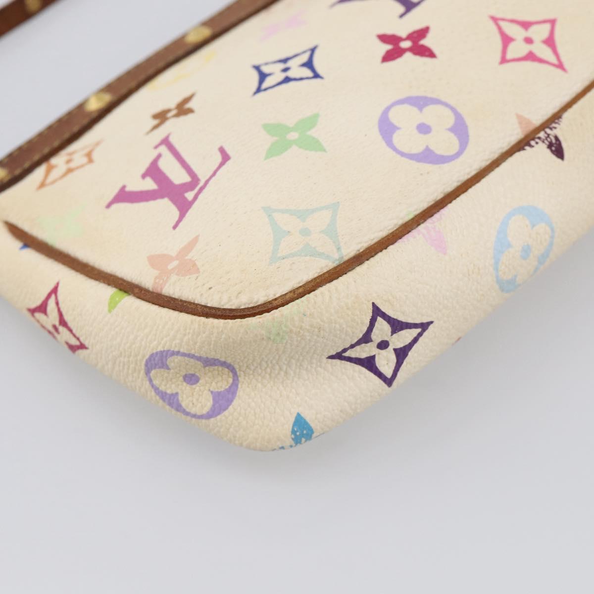 LOUIS VUITTON Monogram Multicolor Pochette Accessoires White M92649 Auth 207223