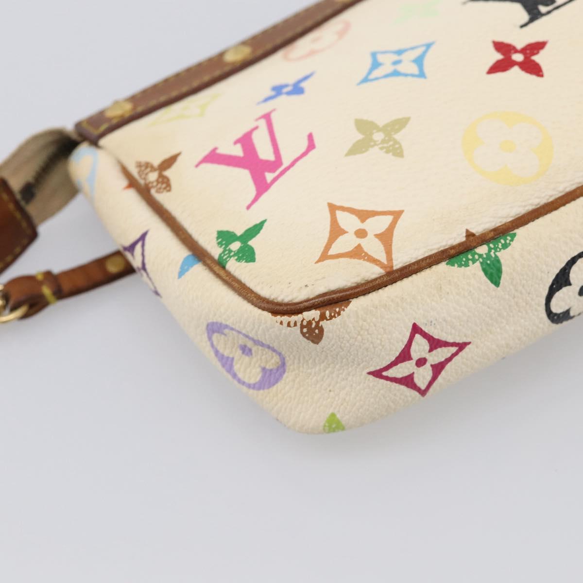 LOUIS VUITTON Monogram Multicolor Pochette Accessoires White M92649 Auth 207223