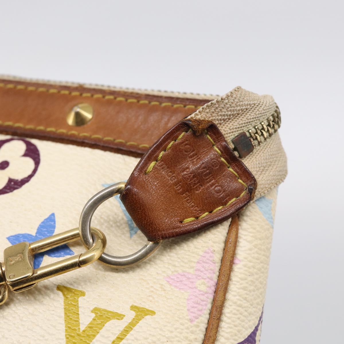 LOUIS VUITTON Monogram Multicolor Pochette Accessoires White M92649 Auth 207223
