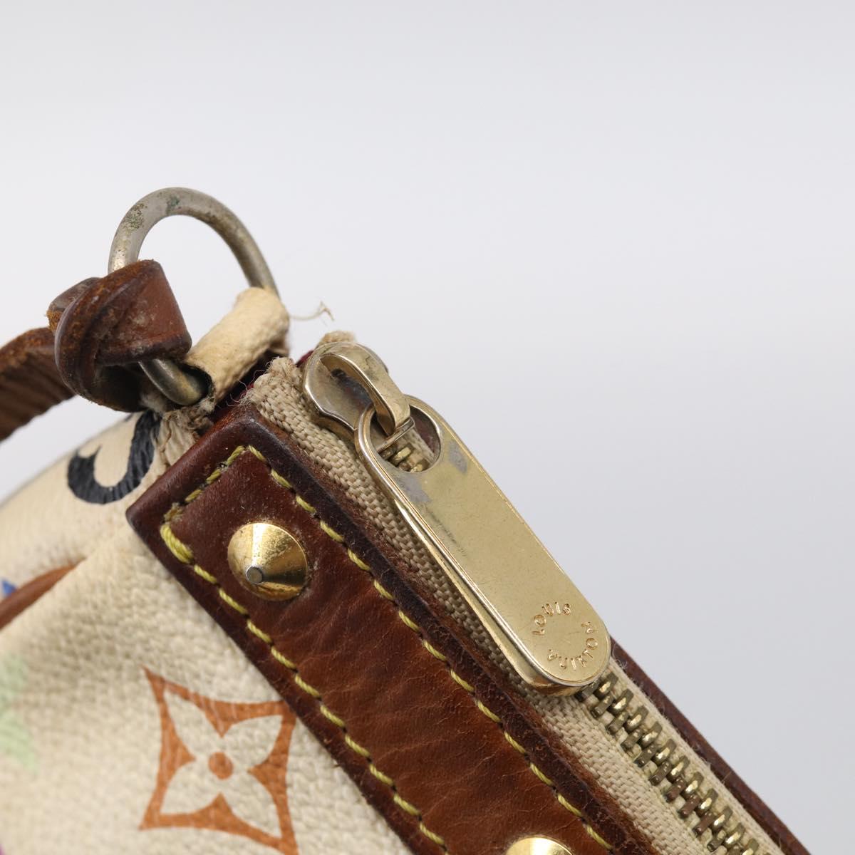 LOUIS VUITTON Monogram Multicolor Pochette Accessoires White M92649 Auth 207223