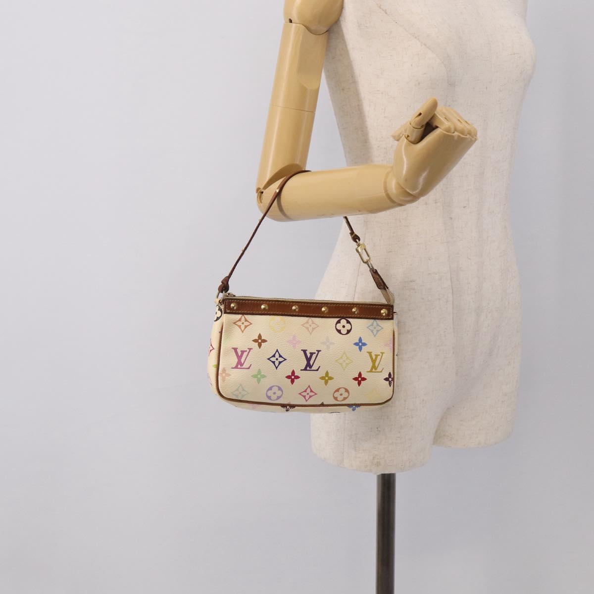 LOUIS VUITTON Monogram Multicolor Pochette Accessoires White M92649 Auth 207223