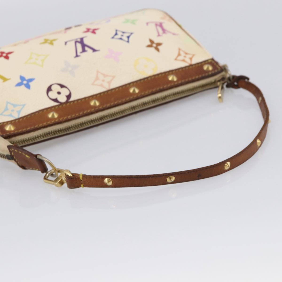 LOUIS VUITTON Monogram Multicolor Pochette Accessoires White M92649 Auth 207223