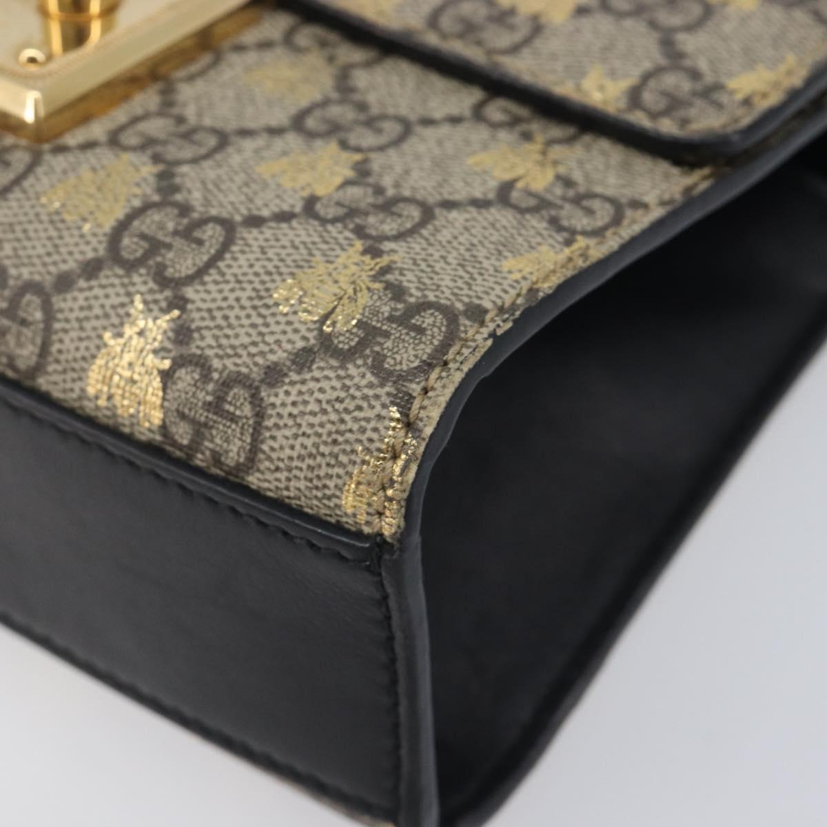 GUCCI GG Supreme Padlock Chain Shoulder Bag PVC Beige Gold 409487 Auth 207224A