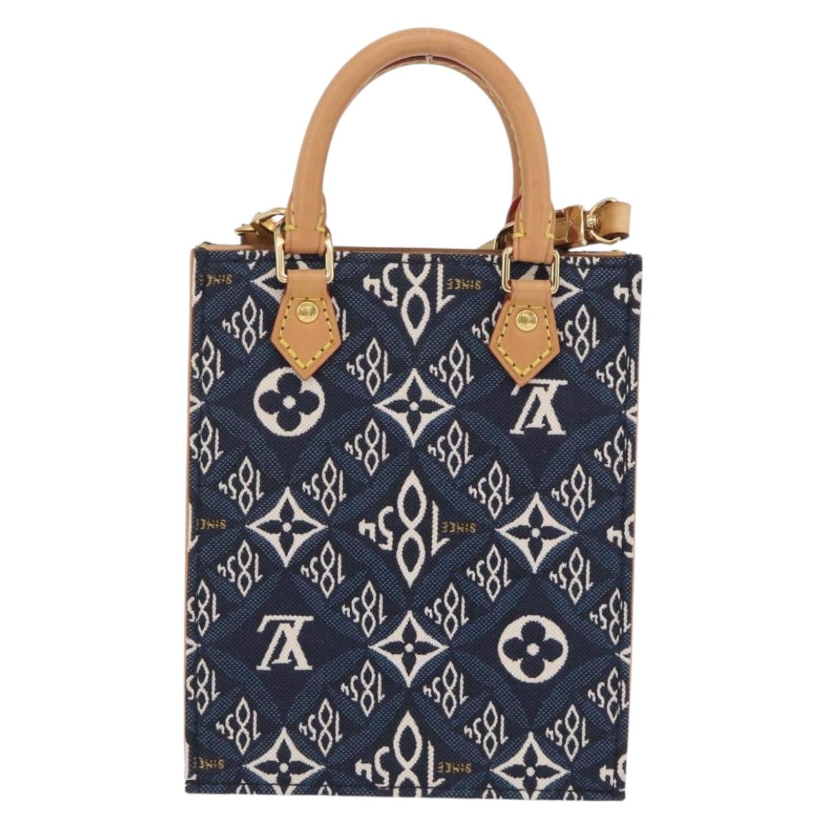 LOUIS VUITTON Monogram Jaguar Petit Sac Plat Bag 2way Navy M80288 Auth 207226M
