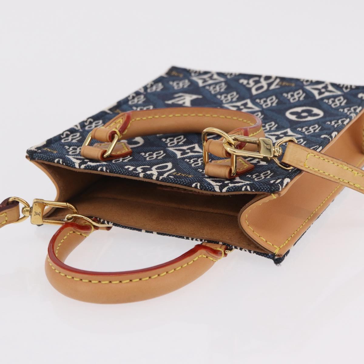 LOUIS VUITTON Monogram Jaguar Petit Sac Plat Bag 2way Navy M80288 Auth 207226M