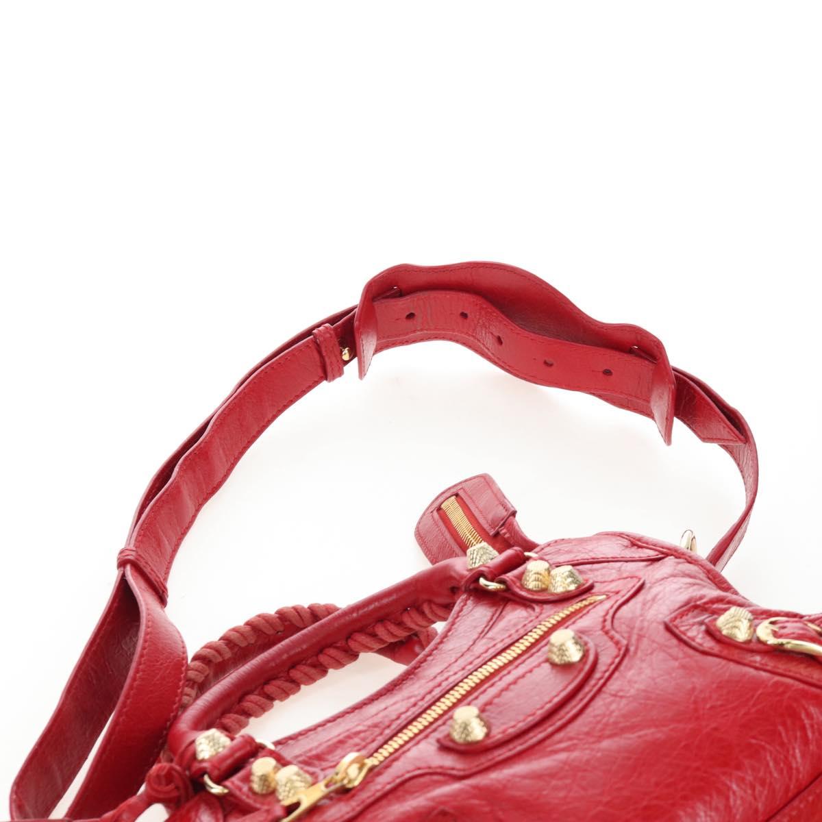 Balenciaga Giant Mini City Hand Bag Leather 2way Red Gold 309544 Auth 207227SAM