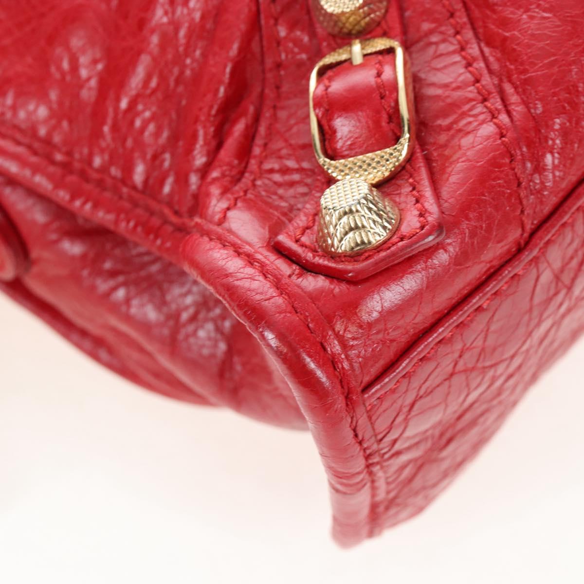 Balenciaga Giant Mini City Hand Bag Leather 2way Red Gold 309544 Auth 207227SAM