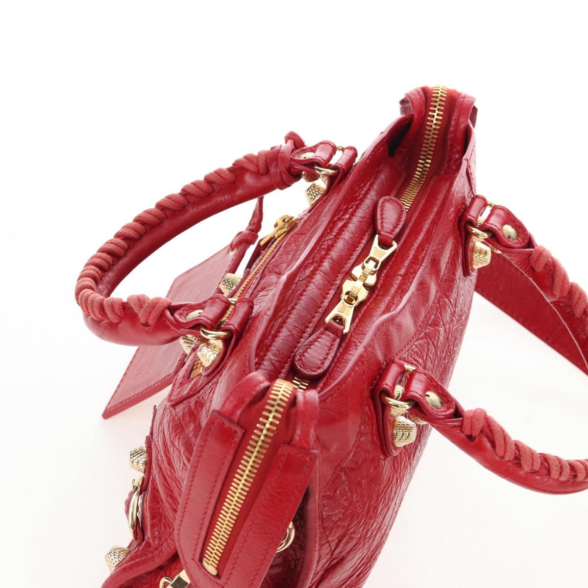 Balenciaga Giant Mini City Hand Bag Leather 2way Red Gold 309544 Auth 207227SAM