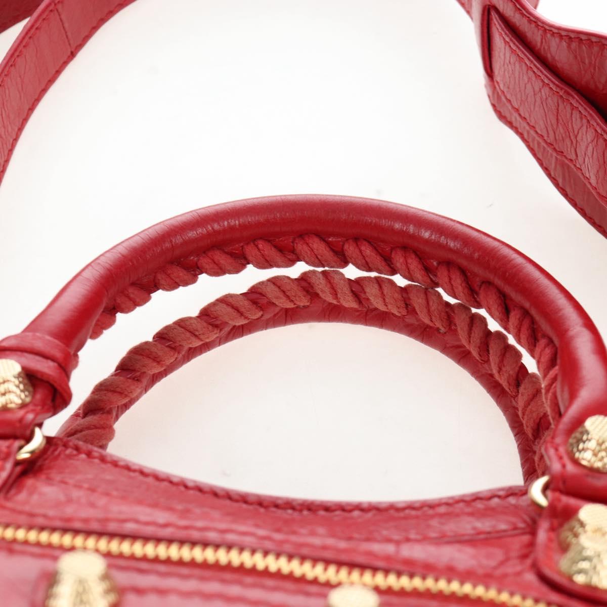 Balenciaga Giant Mini City Hand Bag Leather 2way Red Gold 309544 Auth 207227SAM