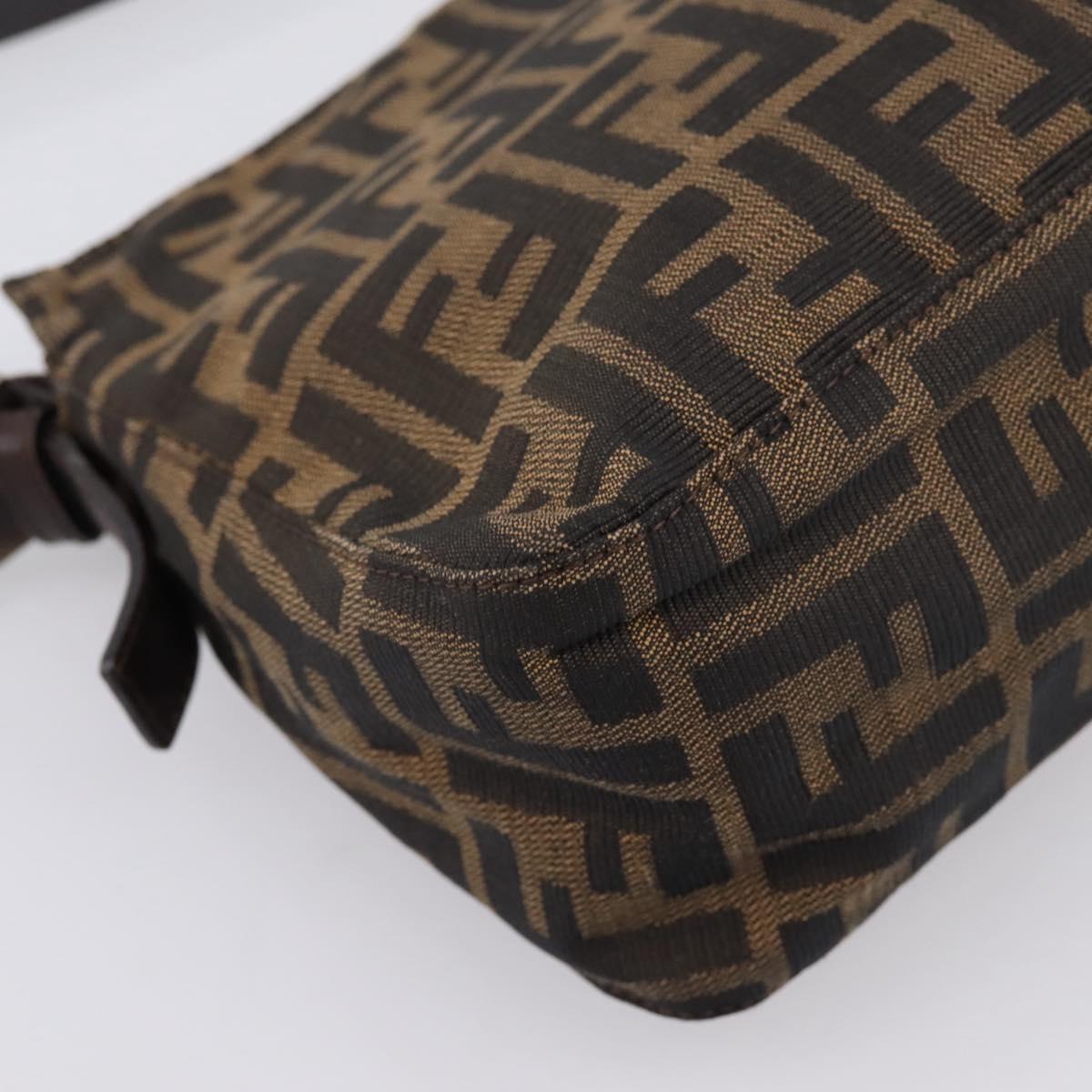FENDI Zucca Canvas Mamma Baguette Shoulder Bag Black Silver Auth 207247A
