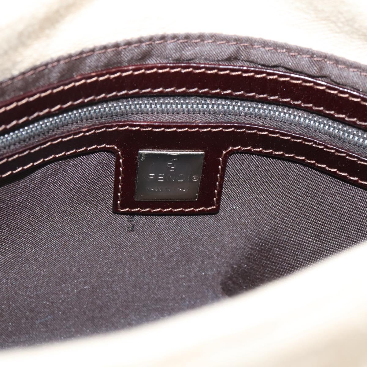 FENDI Zucca Canvas Mamma Baguette Shoulder Bag Ivory Silver Auth 207252A